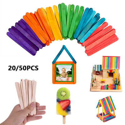 Colorful Birch Wooden Ice Cream Stick Jumbo Craft 93mm 114mm