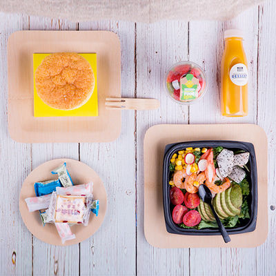 Biodegradable Square Disposable Bamboo Plates 5 inch for Restaurant